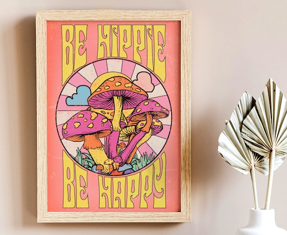 Retro Mushroom Wall Art: 70s Hippie Decor (digital Download) - Etsy