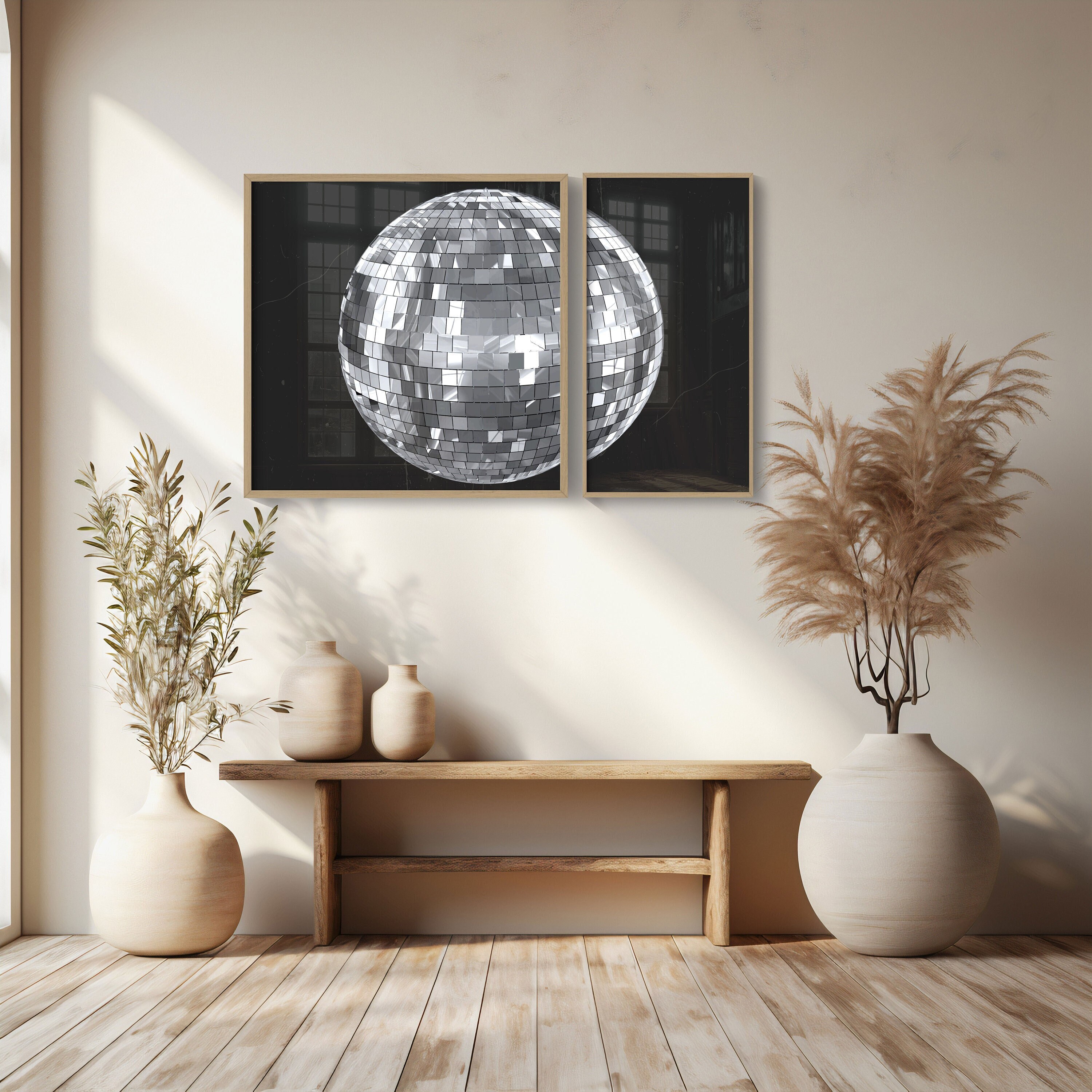 Toile Décorative Style Disco Avec Fruits Et Boules - Impression Sur Toile Sans Cadre, Décoration Chambre Salon