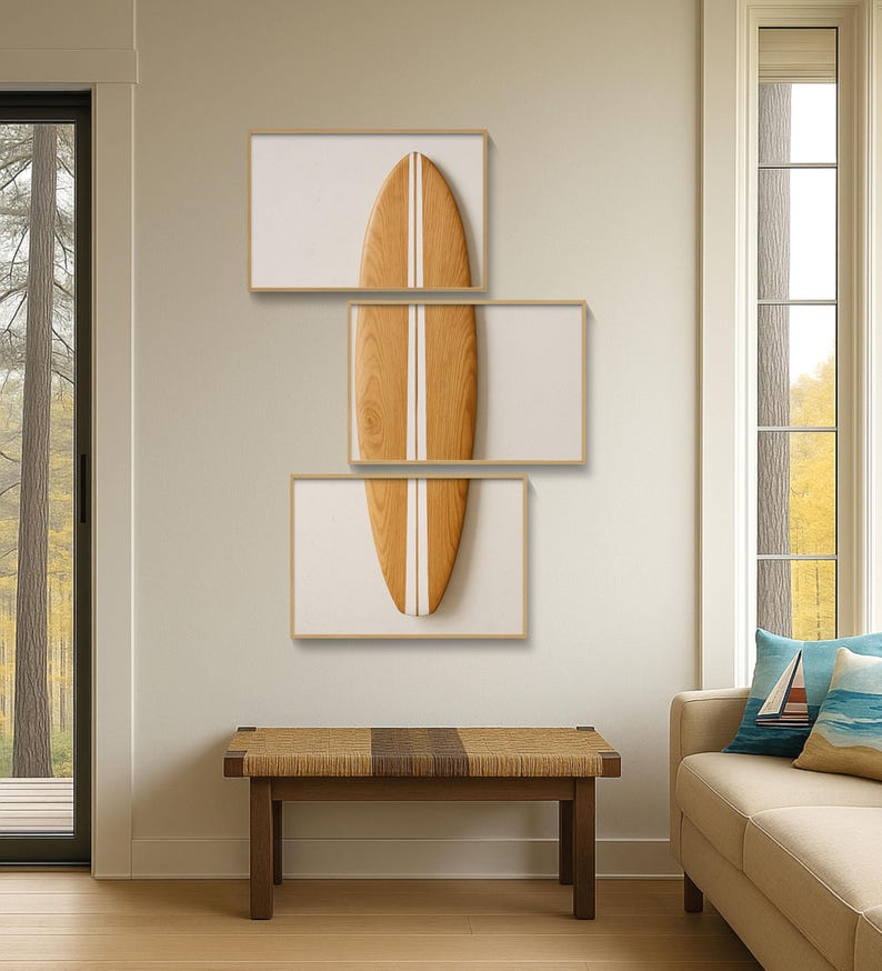Surfboard Wall Art Set: Minimalist Coastal Decor, Beach Ocean Theme - Etsy