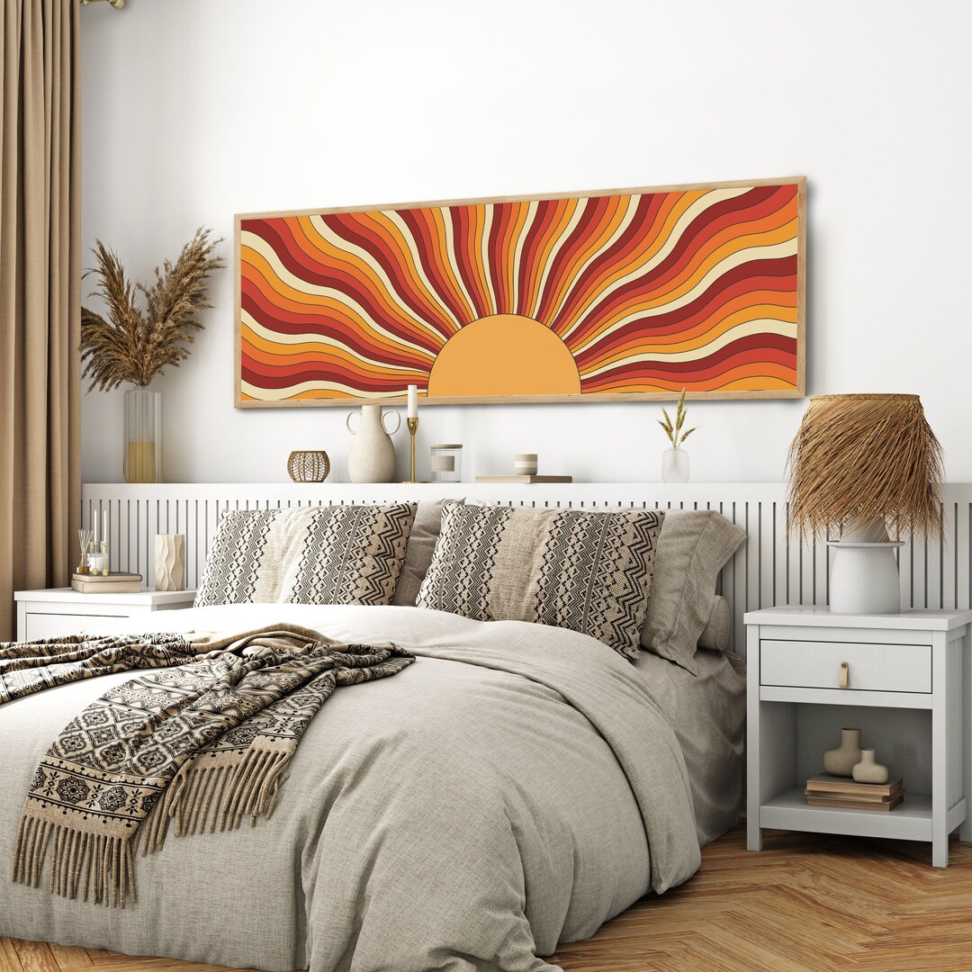 Long Horizontal Wall Art, Sun Wall Print, 70s Decor, Panoramic Poster ...