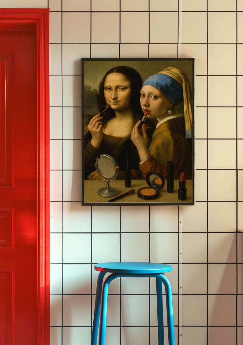 Mona Lisa & Girl With a Pearl Earring Makeup Art Print - Etsy