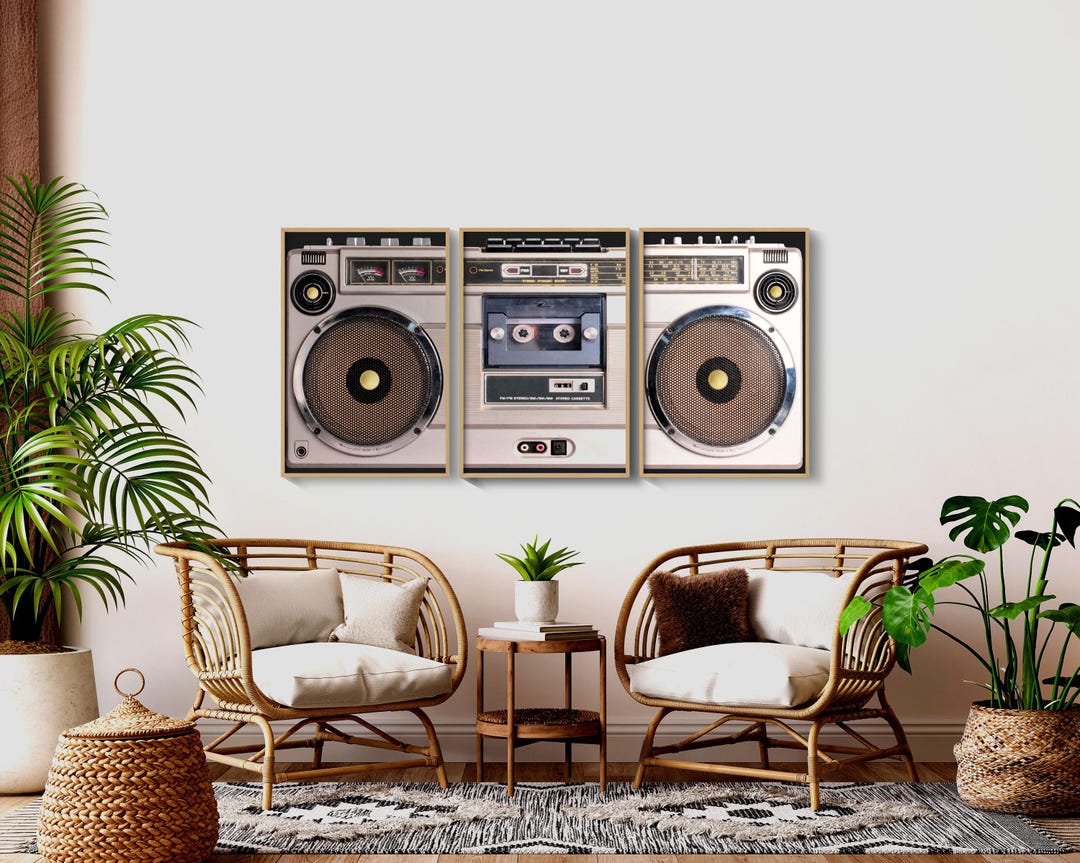 Boombox Print, Set of 3, Music Poster, Vintage Boombox Print, Funky ...