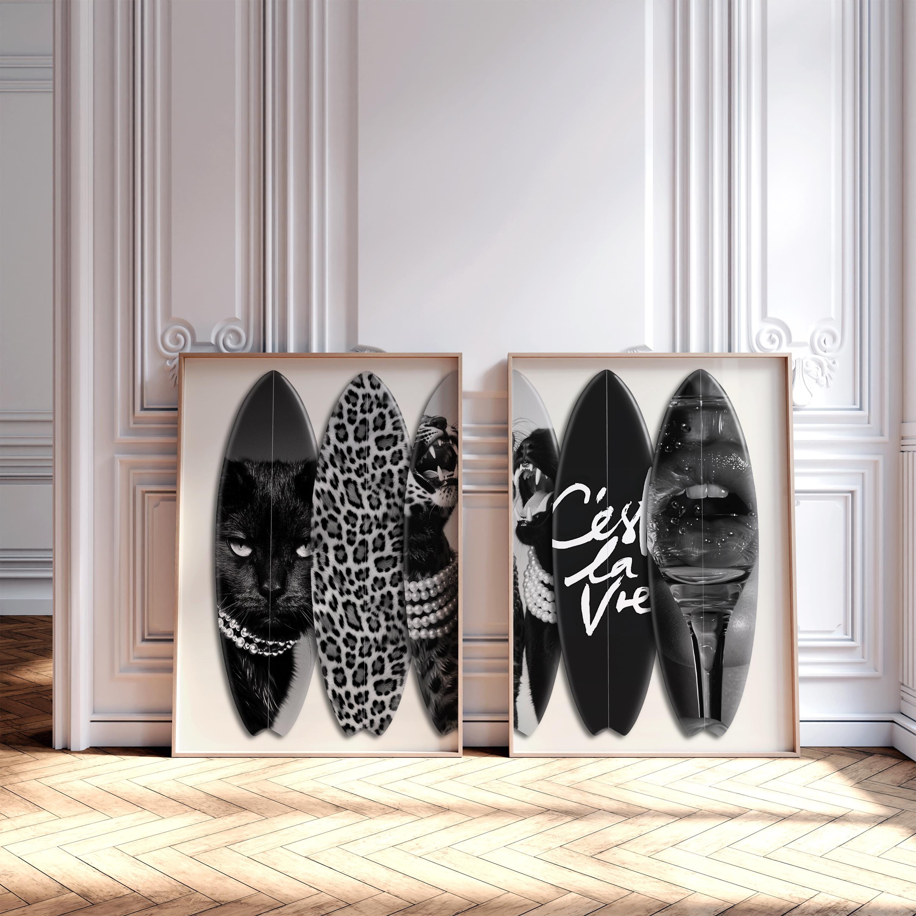 Leopard Surfboard Art Print Set: Trendy Girly Dorm Decor - Etsy