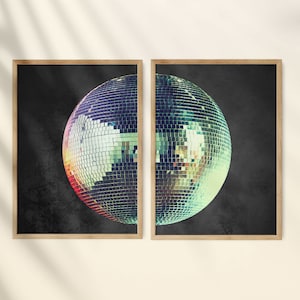 Disco Ball Print, Set of 2, Y2K Room Decor, Disco Ball Decor, Trendy Funky Wall Art, Maximalist Decor, Indie Room Decor, Preppy Wall Art