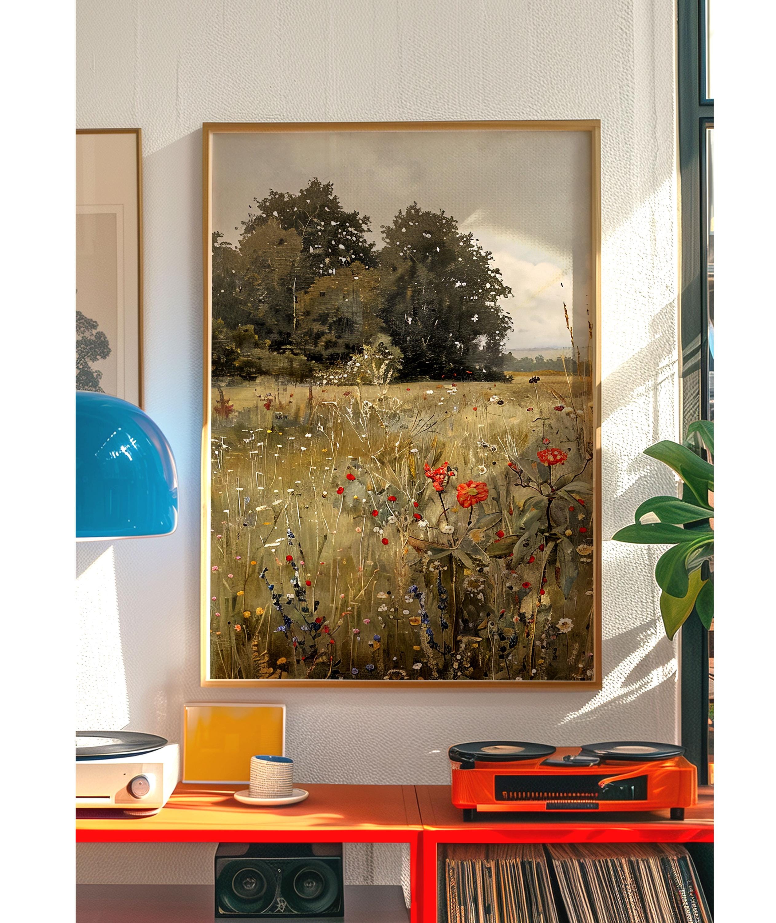 3 Piece Print Wall Art Set, Landscape Wall Art Wildflower Field Oil ...