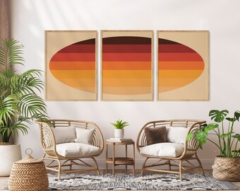 70s Burnt Orange Wall Art: Groovy Retro Print Set