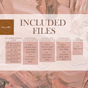 May include: A chart showing the different file sizes available for printing. The chart is labeled "ISO International Paper", "2:3 Ratio File", "3:4 Ratio File", "4:5 Ratio File", and "1:1.44 Inches File". The chart lists the different sizes in centimeters and inches.