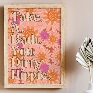 Retro 70er Jahre Wohndekor, Blush und Pink, Hippie Poster, 70er Jahre Blumenmuster, 70er Jahre Wandbild, 70er Jahre Poster, Retro Dekoration, Vintage Poster