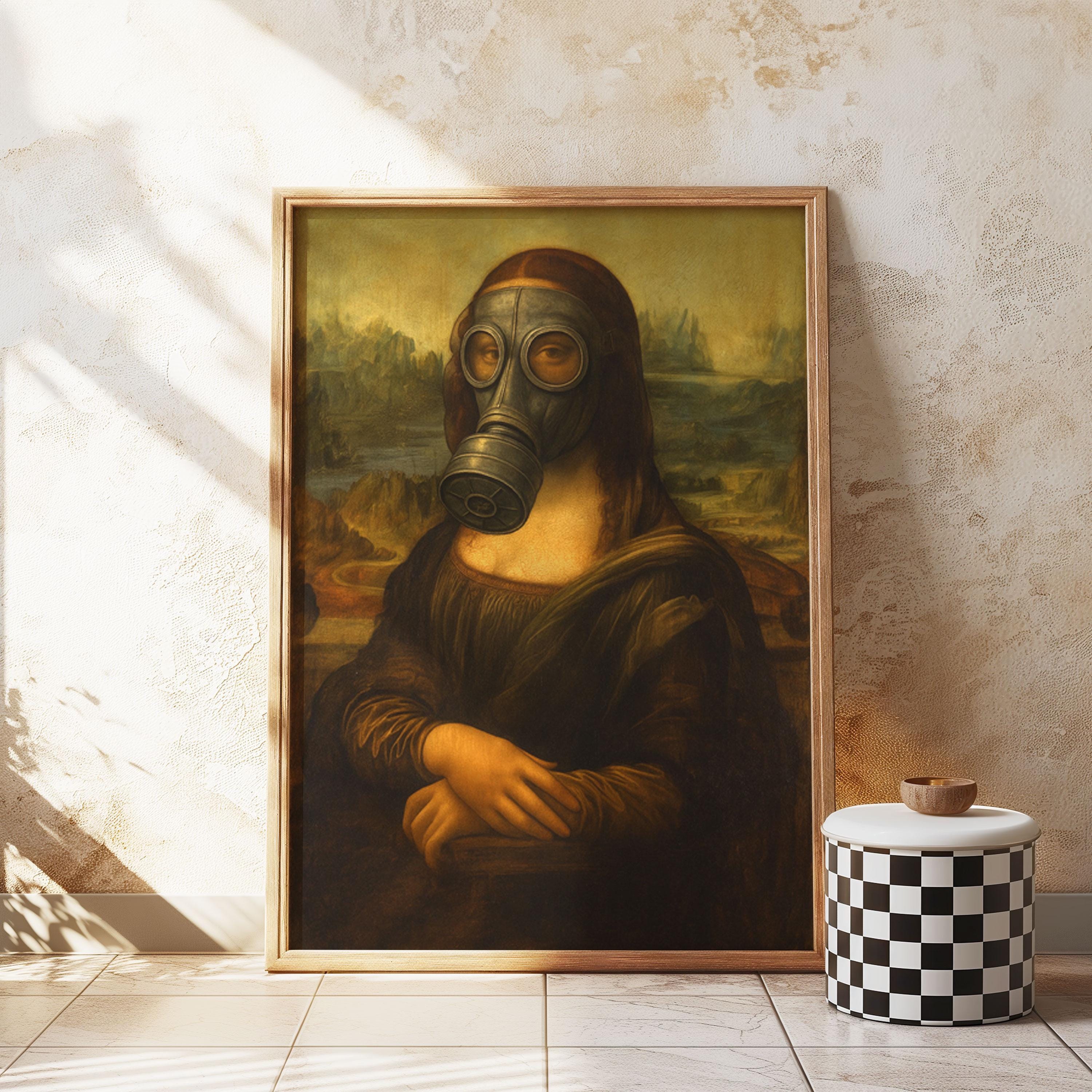 Mona Lisa Gas Mask Print: Funny Bathroom Wall Art - Etsy