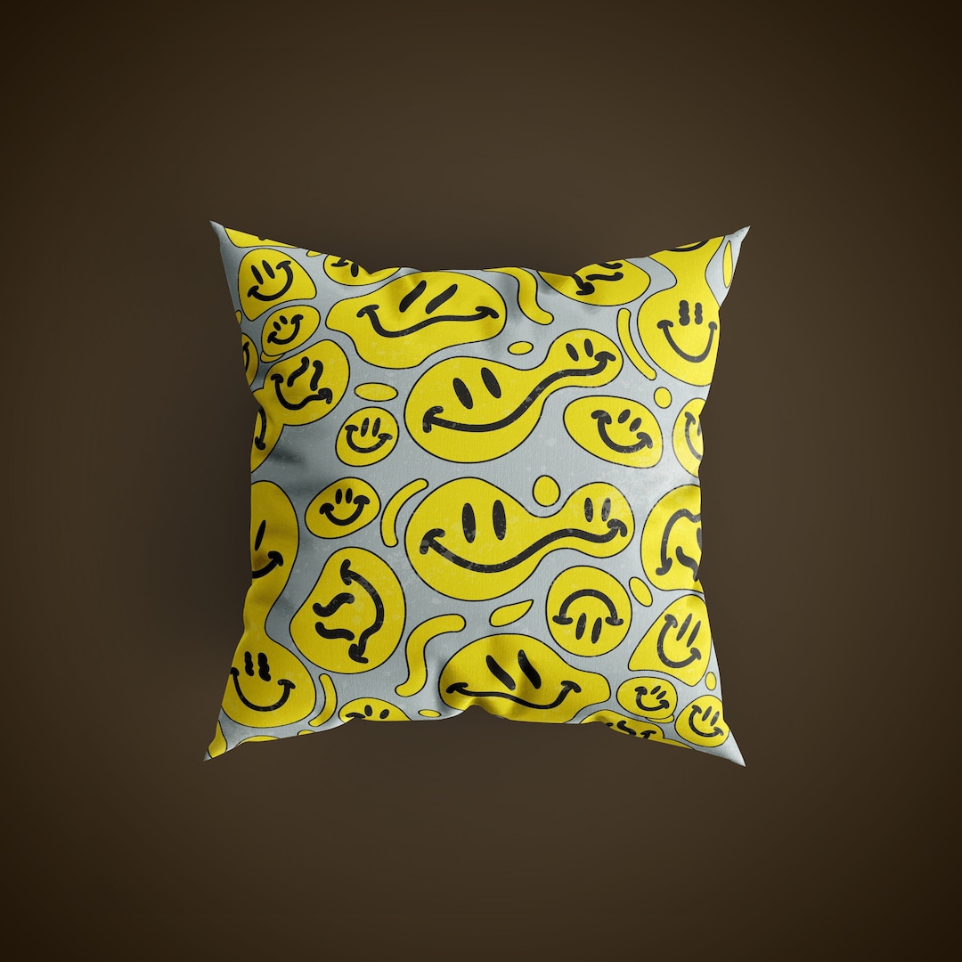 Smiley Face Pillow Retro Pillow Case Melting Smiley Face Etsy