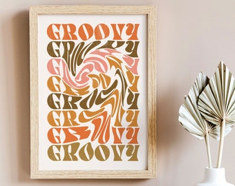 70s Groovy Wavy Print: Retro Home Decor Wall Art