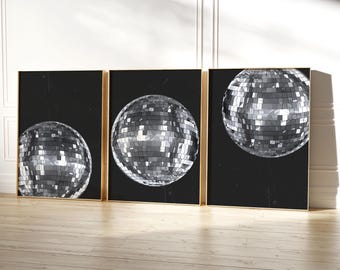 Y2K Disco Ball Print Set: Funky Maximalist Wandkunst