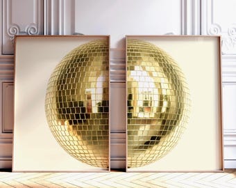 Y2K Disco Ball Print Set: Trendige Funky Maximalist Wandkunst