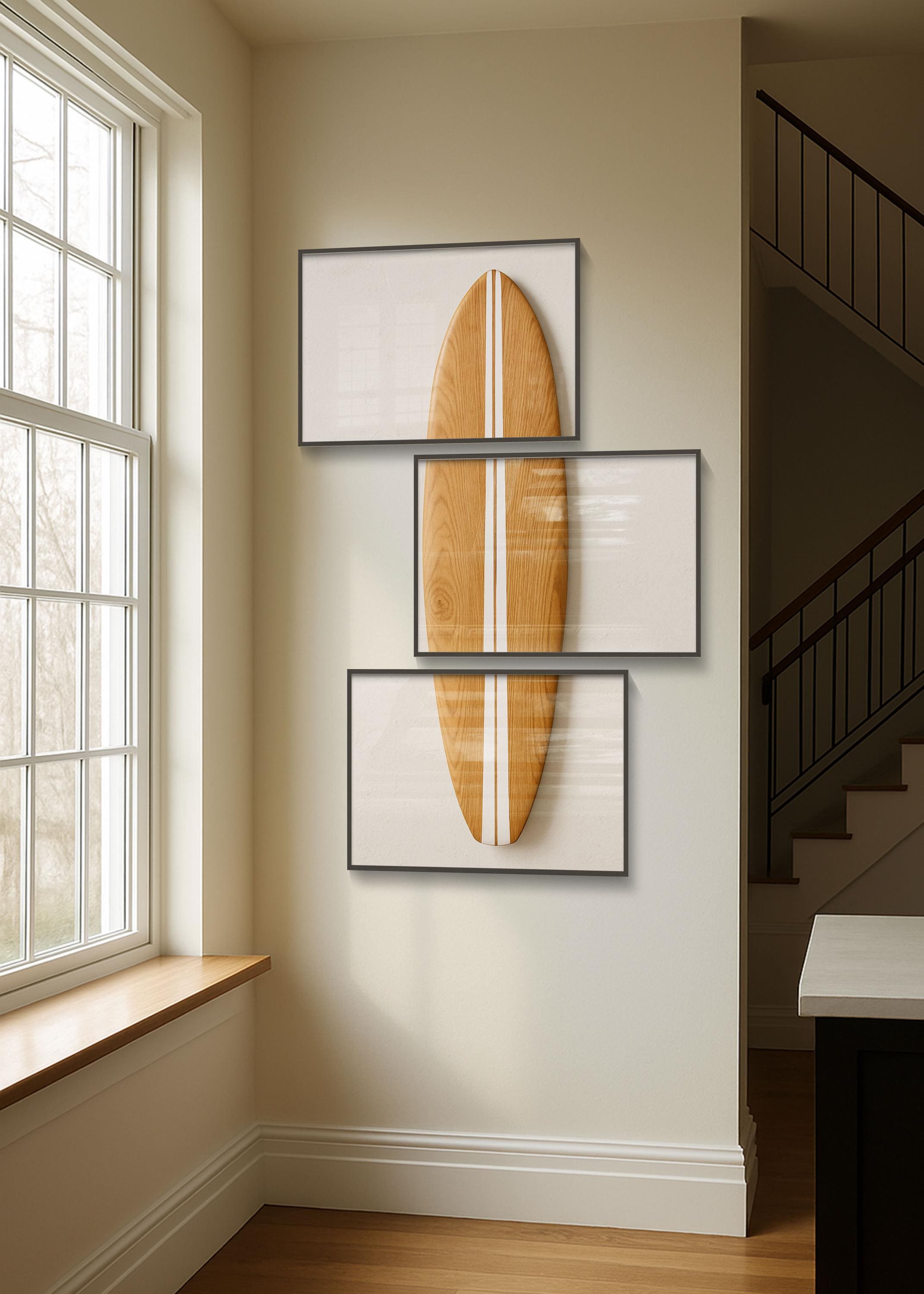 Surfboard Wall Art Set: Minimalist Coastal Decor, Beach Ocean Theme - Etsy
