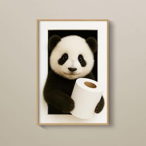 Cute Panda Poster Animal Bathroom Poster Panda Gift Panda Art Bathroom Wall Decor Poster black and white Bathroom Print Poster PRINTED