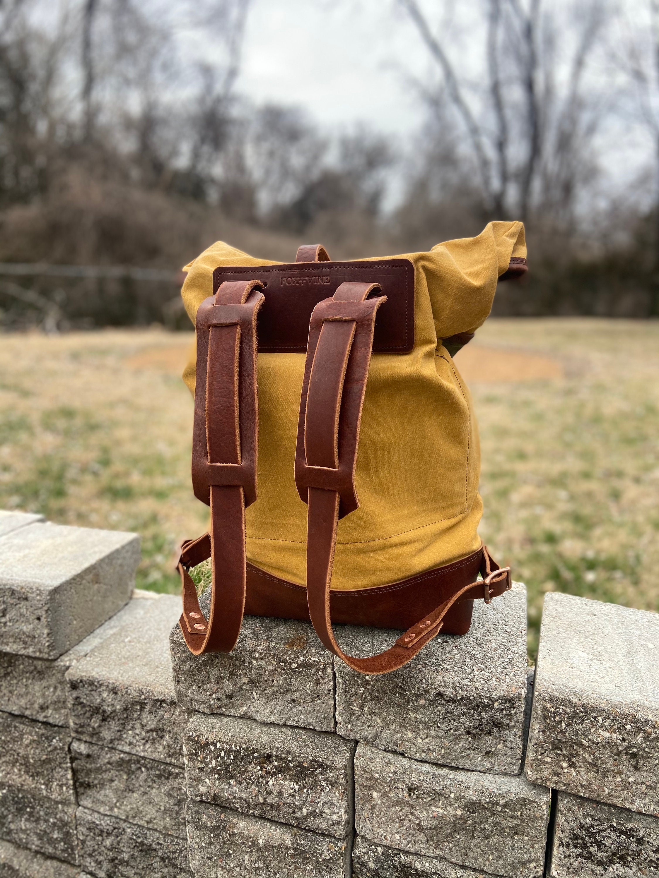 Waxed Canvas Roll Top Bag Etsy