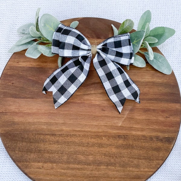 Pre Made Bow for Wreath Bow for DIY Crafts Black and White Bow Twine Farmhouse Style Bow Rustic Home Project Gift Basket Bow for Decoration