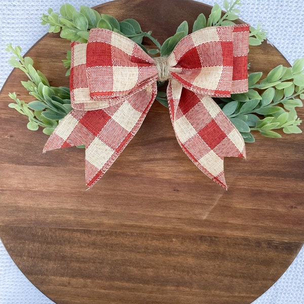 Pre Made Fall Wreath Bow DIY Fall Crafts Plaid Bow with Twine Farmhouse Style Bow Rustic Home Decor Supply Handmade Farmhouse Craft Bow