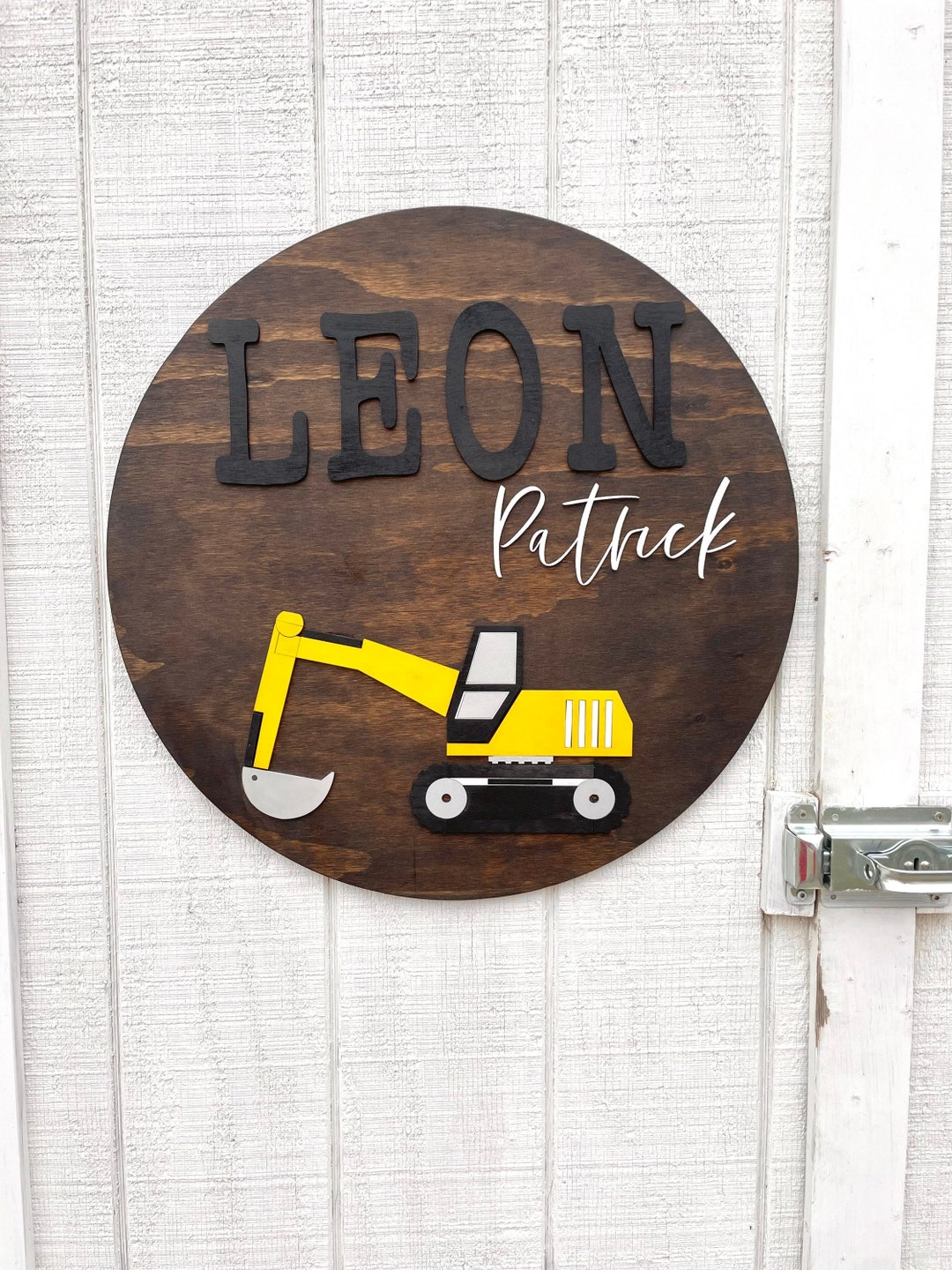 3D Construction Nursery Sign Excavator Name Sign Boy Nursery Sign