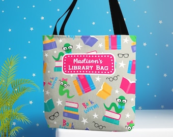 Personalized Kids Library Tote Bag: Bookworm Gift
