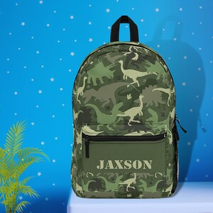 Camo Dinosaur Backpack, Personalized camouflage Backpack, Monogrammed boys Backpack, Custom backpack with name Personalized backpack boys
