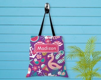 Personalized Kids Beach Tote Bag: Summer Pool Party Favor