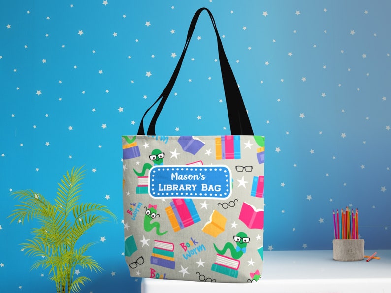 Personalized Library Bag Kids Library Book Bag Library Tote Etsy