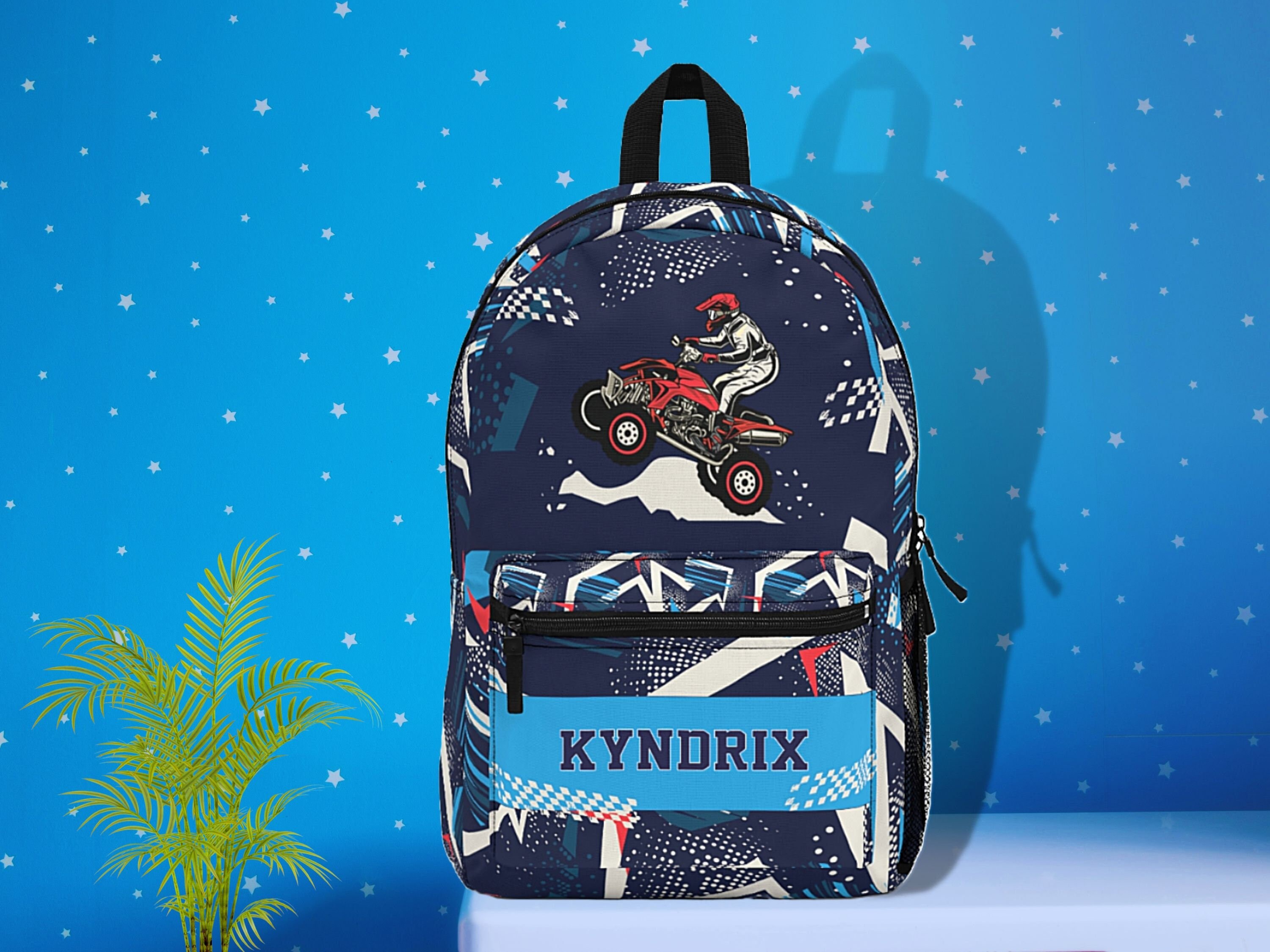 ATV 4 Wheeler Backpack Kids, Personalized Backpack Kids, Motocross Backpack School Backpack Personalized Backpack boys, Custom Backpack kids