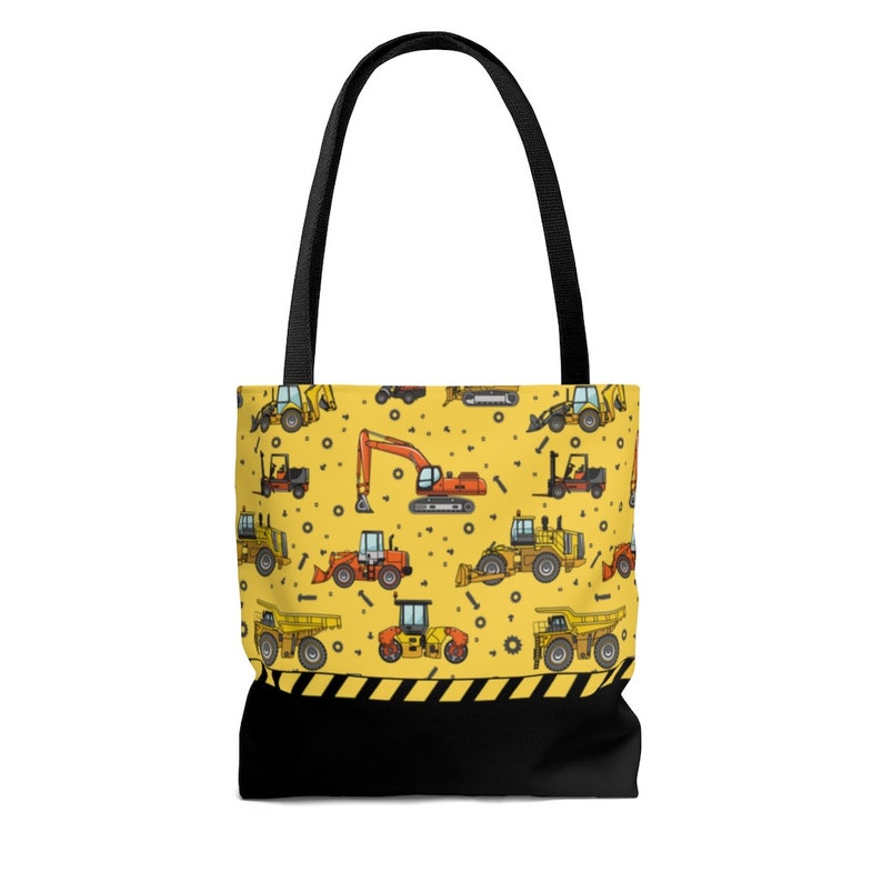 Personalized Construction Tote Bag: Kids Library Book Bag image 3