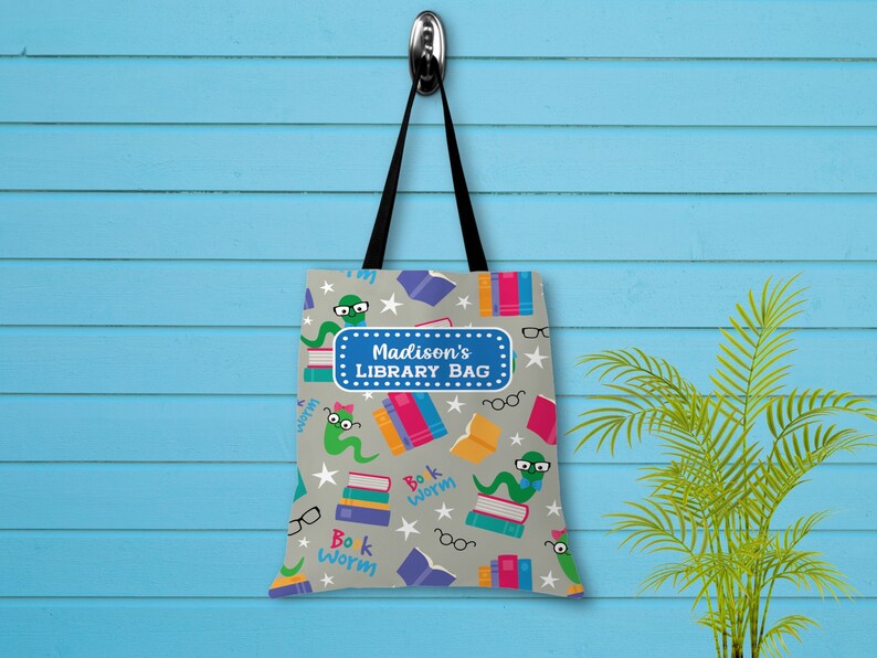 Personalized Library Bag Kids Library Book Bag Library Tote Etsy