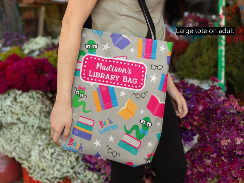 Personalized Library Bag Kids Library Book Bag Library Tote Etsy
