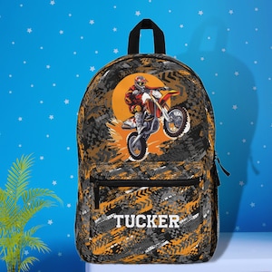 Dirt bike Backpack for kids, Motorcycle School Bookbag with name boys, Motocross Backpack, Personalized Backpack boys, Custom Backpack kids