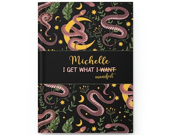 Personalized Manifestation Journal: Botanical Moon Snake, Witchy Gift