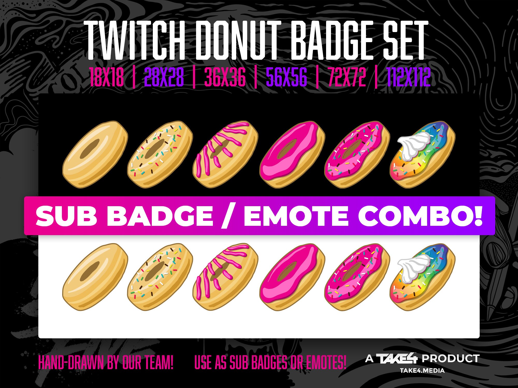 Twitch / Discord Emote Sub Badge Combo Set DONUTS Etsy New Zealand
