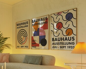 Retro Bauhaus Exhibition Posters: Geometric Wall Art (Digital Download)