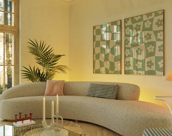 Conjunto de estampados a cuadros verde salvia: Arte mural retro preppy (descarga digital)