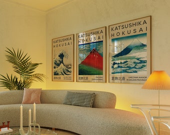 Hokusai Japanese Landscape Art Prints: Vintage Japandi Wall Decor (Digital Download)