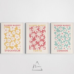 Flower Market, Decor Print For Wall, Pastel Home Decor, Matisse Flower Market, Minimalist Print Set, Gallery Wall Art, Digital Download