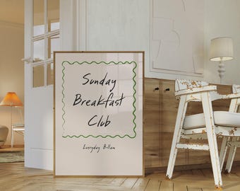 Sunday Breakfast Club Print: Kitchen Typography Art (Digital Download)
