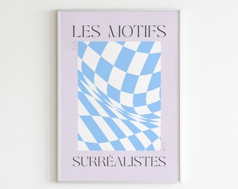 Checkerboard Wavy Print: 70s Geometric Art (Digital Download)