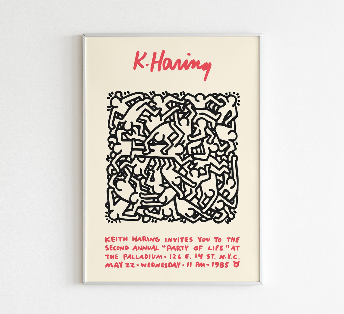 Keith Haring Poster Party of Life New York Art Retro Print Etsy