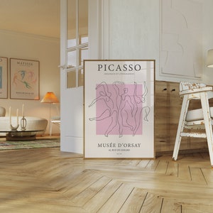 Picasso Pink Poster, Museum Exhibition Art, Gallery Wall Art, Picasso Dance Print, Line Drawing, Pablo Picasso Print, Digital Download