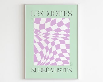 Funky Checkered Art Print: Retro Geometric Poster (Digital Download)