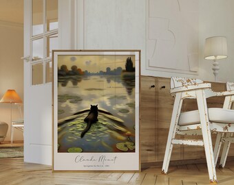 Monet Cat Poster: Mid-Century Modern Vintage Art (Digital Download)