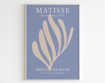 Matisse Cut Out Print: Blue Neutral Botanical Art (Instant Download)