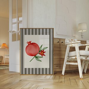 Pomegranate Art Poster, Modern Wall Art, Kitchen Wall Decor, Vintage Minimalistic Art, Cute Art Print, Fruit Market Poster, Digital Download