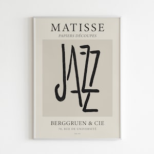 Cartel de jazz de Henri Matisse, arte de pared de Matisse, impresión de Henri Matisse, portada de libro de jazz vintage, pared de la galería, arte de línea de Matisse, descarga digital