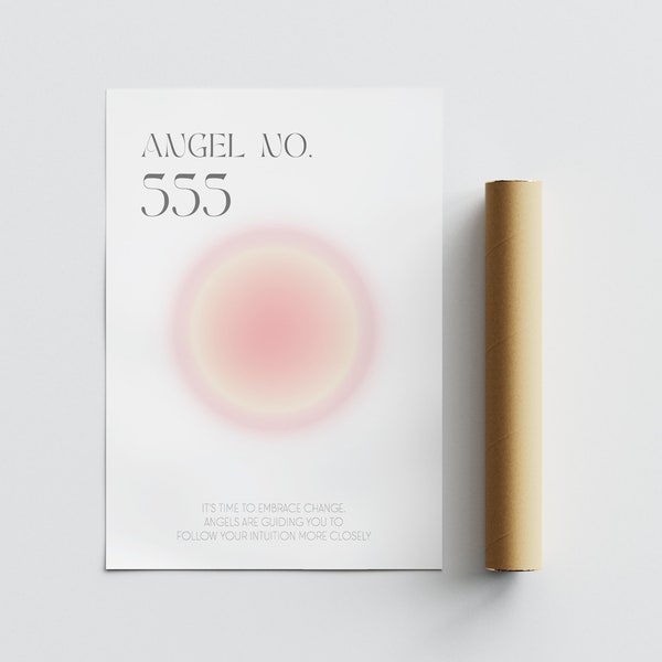 Angel Number Art Print, 555 Lucky Number Poster, Trendy Spiritual Art Poster, Pink & Red Aura Art, Spiritual Gallery Art Poster