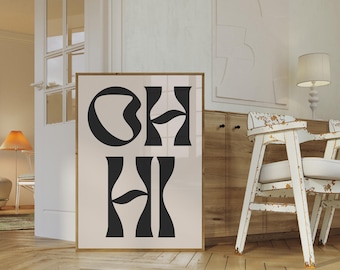 OH HI Typography Print: Modern Scandi Wall Art (Digital Download)