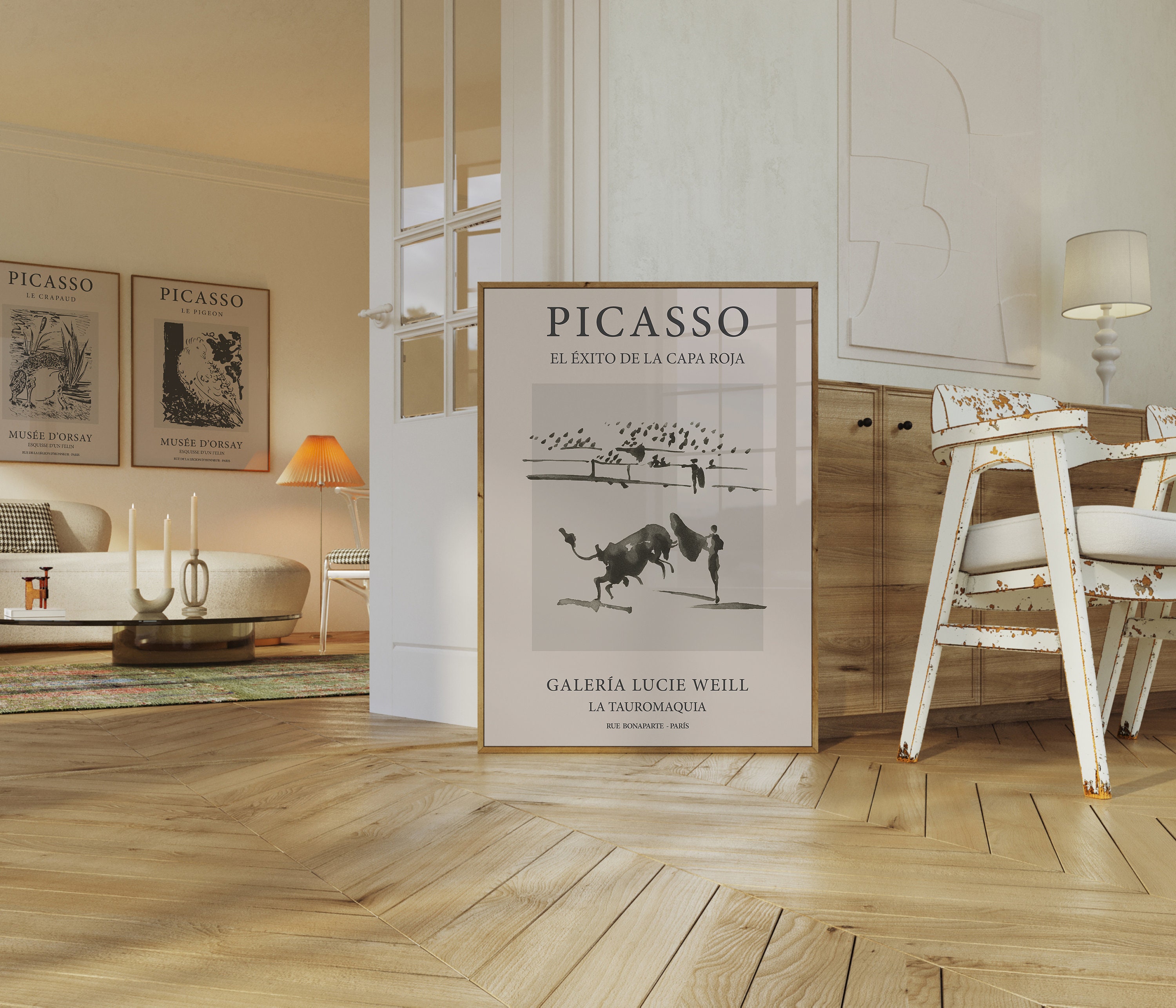 Picasso Poster, Animal Print, Bull Fight Print, Watercolor Sketch, Mid Century Gallery Wall Art, Pablo Picasso Art Poster, Digital Download